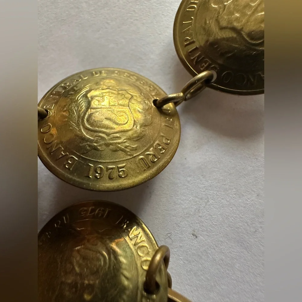 1975 Copper Coin Belt ( Peruvian vintage coin )‎